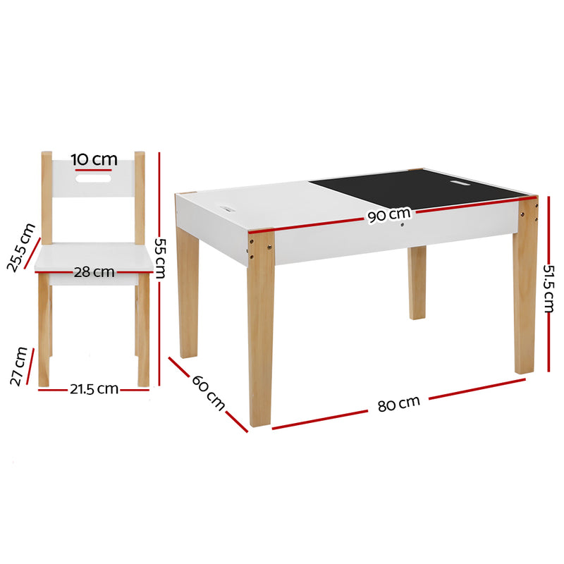 Keezi Kids Table and Chairs Set Chalkboard Toys Play Storage Desk Children Game