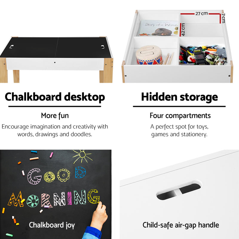 Keezi Kids Table and Chairs Set Chalkboard Toys Play Storage Desk Children Game
