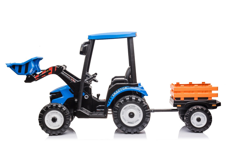 Little Riders 24V Kids Ride on Tractor with roof and trailer Farm Play Electric Ride on Car with Remote