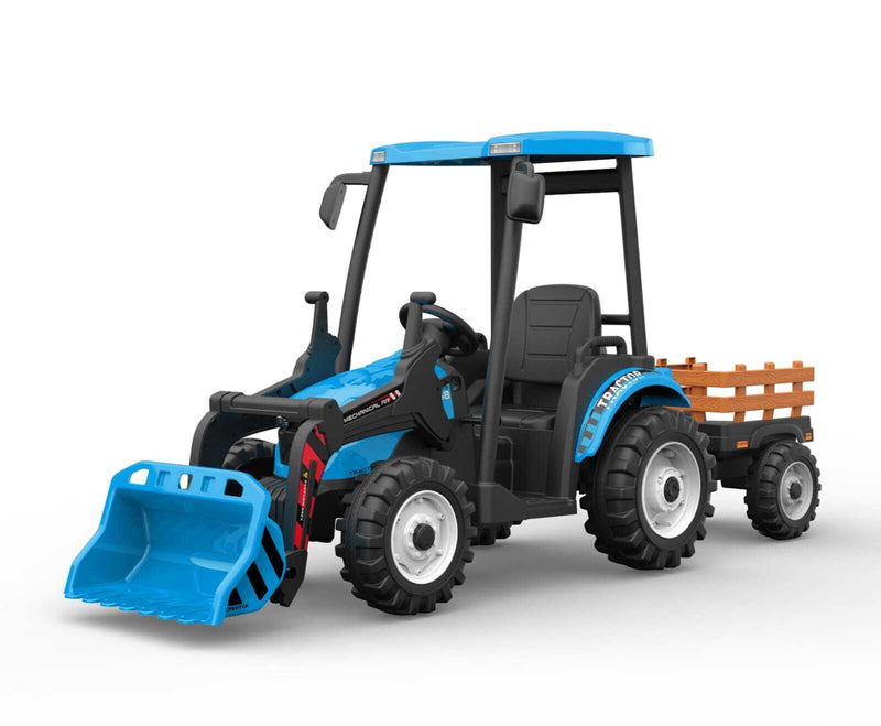 Little Riders 24V Kids Ride on Tractor with roof and trailer Farm Play Electric Ride on Car with Remote