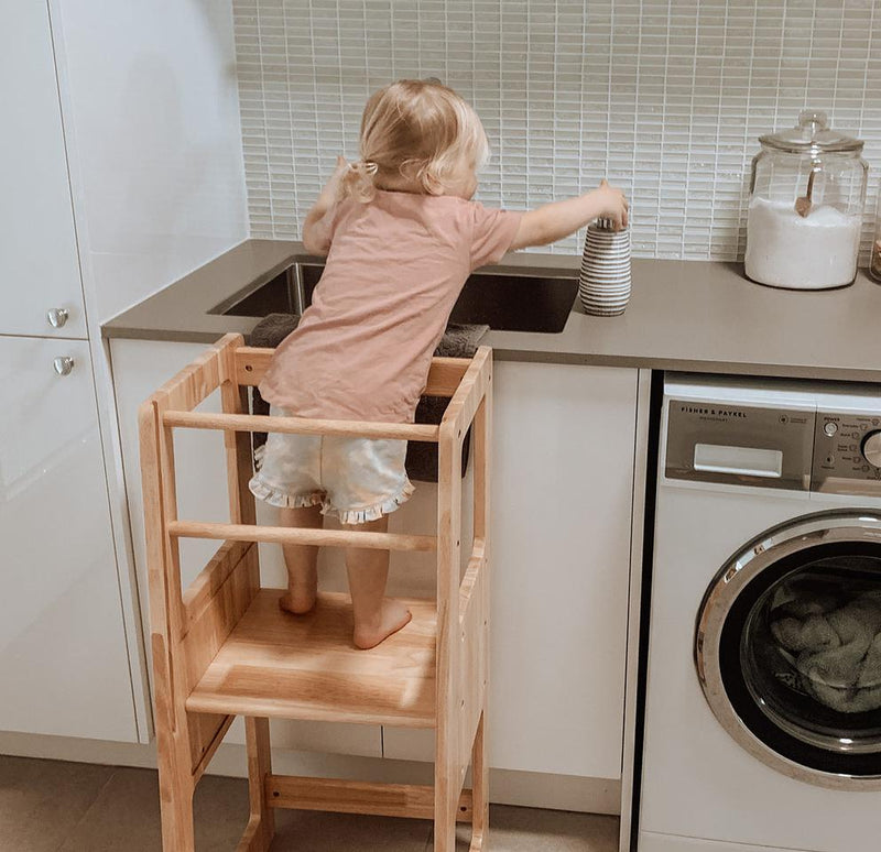 Solid Wood Adjustable Learning Tower 2 in 1