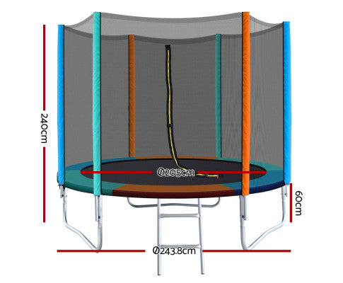 8FT Round Trampolines Multi-coloured