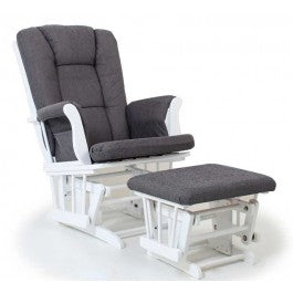 Valco Baby Bliss Glider - Antique Grey Cushion with White Frame